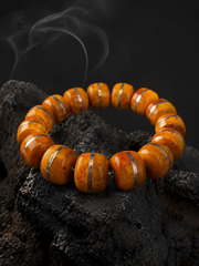 Handmade Tibetan Aged Yak Bone Inlaid Mala Bracelet