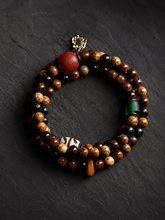 Vintage Tibetan Star Moon Bodhi & Dzi Bead Wrap Bracelet