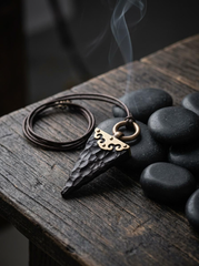 Handmade Tibetan Ebony Wood Pendant Necklace