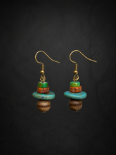 Vintage Tibetan Magnesite & Bodhi Dangle Earrings