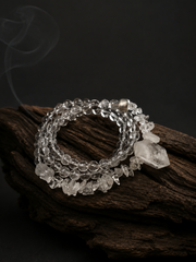 Tibetan White Crystal Wrap Bracelet & Necklace