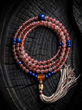 Men's Tibetan Red Agate & Lapis Lazuli 108 Mala Bracelet