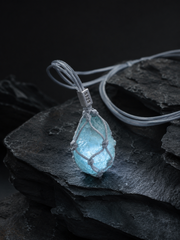Tibetan Raw Aquamarine Macrame Necklace S925 Silver