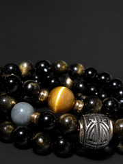 Tibetan Golden Obsidian 108 Mala Bead Wrap Bracelet
