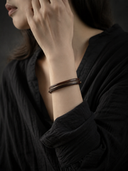 Vintage Tibetan Style Leather & Brass Couple Bracelet