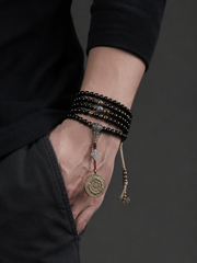 Tibetan Golden Obsidian 108 Mala Bead Wrap Bracelet