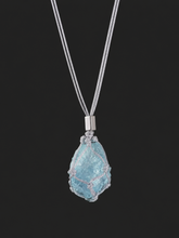 Tibetan Raw Aquamarine Macrame Necklace S925 Silver