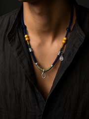 Handmade Tibetan Braided Pendant Cord with 999 Silver & Yak Bone