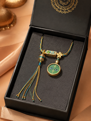 Hand-Painted Green Tara Tibetan Amulet Necklace