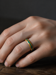 Tibetan Mount Kailash Malachite Wood Ring
