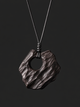 Hand-Carved Ebony Wood Abstract Pendant Adjustable Necklace