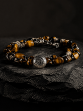 Vintage Tiger Eye & Obsidian Men's Double-Layer Horus Bracelet