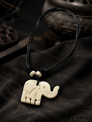 Hand-Carved Tibetan Yak Bone Elephant Necklace