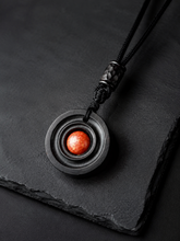 Tibetan Zen Ebony Wood Vortex Pendant Necklace