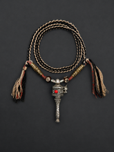 Handmade Tibetan Prayer Wheel Necklace Vintage Braided Rope
