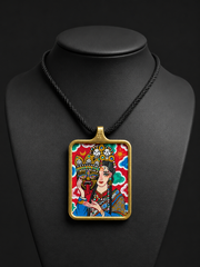 Hand-Painted Tibetan Zhaji Lhamo Thangka Amulet Pendant