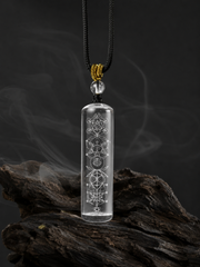 Tibetan Clear Quartz Heart Sutra Pendant Necklace
