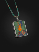 Tibetan Hand-Painted Green Tara Thangka Pendant Necklace