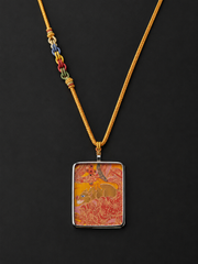 Hand-Painted Yellow Jambhala Thangka Pendant Necklace