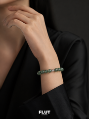 Unisex Green Phantom Quartz & 925 Silver Bracelet