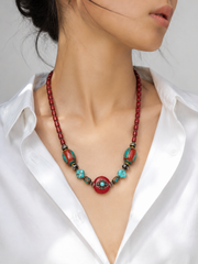 Handmade Tibetan Vintage Red Beaded Necklace
