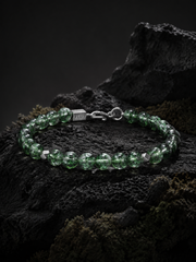 Unisex Green Phantom Quartz & 925 Silver Bracelet