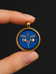 Hand-Painted Tibetan Thangka Buddha Eye Amulet Pendant