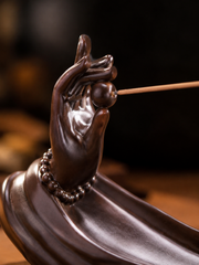 Embossed Ceramic Incense Holder for Tibetan Meditation