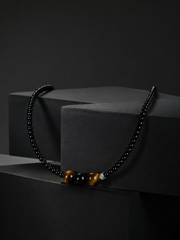 Handmade Tibetan Black Agate & Tiger Eye Choker Necklace
