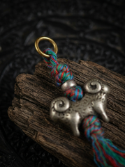 Tibetan White Copper Zodiac Sheep Mala Pendant