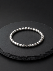 Tibetan 999 Fine Silver Barrel Bead Mala Bracelet