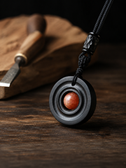 Tibetan Zen Ebony Wood Vortex Pendant Necklace