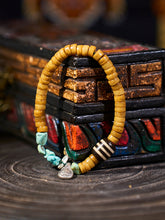 Sacred Protector Turquoise & Yak Bone Stering Silver Bracelet