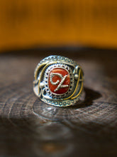 Sacred Red Coral Silver Ring of Love and Protection