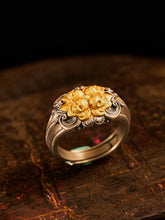 Spiritual Protection Śmaśāna-Adhipati Ring HandmadeSilver Plated with Gold