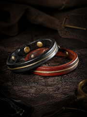Vintage Tibetan Style Leather & Brass Couple Bracelet