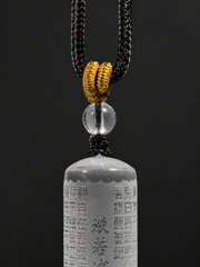 Tibetan Clear Quartz Heart Sutra Pendant Necklace