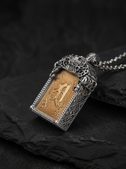 Vintage 925 Silver Tibetan Mantra Amulet Necklace