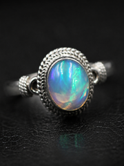 Vintage 925 Silver Fire Opal Adjustable Ring
