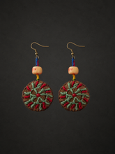 Handmade Tibetan Embroidered Leather Drop Earrings