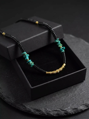 Tibetan Turquoise & Obsidian Spiritual Necklace