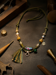 Handmade Tibetan Woven Necklace Cord with Universal Pendant Clasp