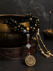 Tibetan Golden Obsidian 108 Mala Bead Wrap Bracelet