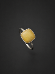 Tibetan Natural Amber S925 Silver Square Ring