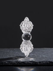 Tibetan White Crystal 9-Pronged Vajra Dorje Pendant