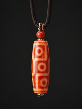 Authentic Tibetan 9-Eye Red Agate Dzi Bead Pendant Necklace