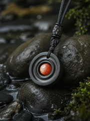 Tibetan Zen Ebony Wood Vortex Pendant Necklace