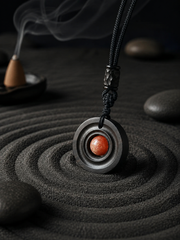 Tibetan Zen Ebony Wood Vortex Pendant Necklace