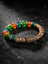 Vintage Tibetan Bronze & Ancient Glass Beaded Bracelet