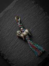 Tibetan White Copper Zodiac Sheep Mala Pendant
